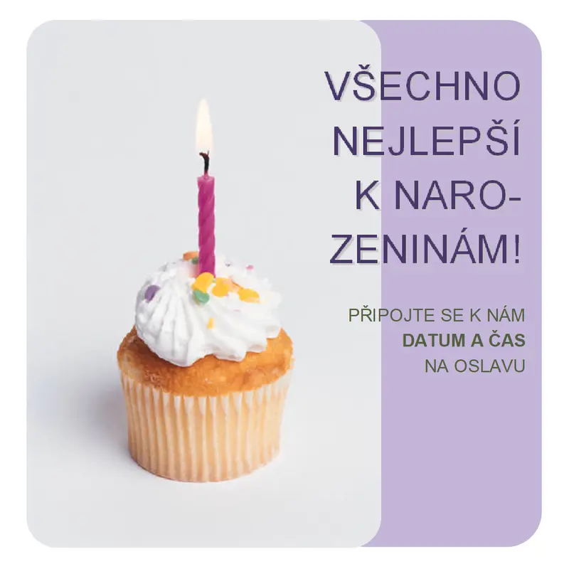 Pozvánka na narozeninovou oslavu (s cupcakem) modern-simple