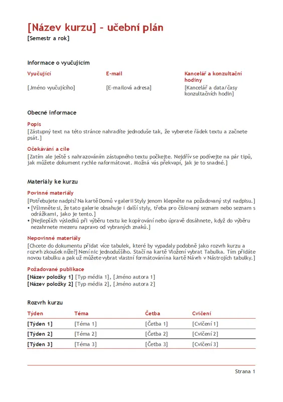 Učební plán (barevný) modern simple