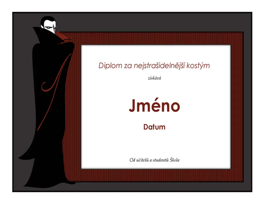 Diplom za nejlepší halloweenský kostým