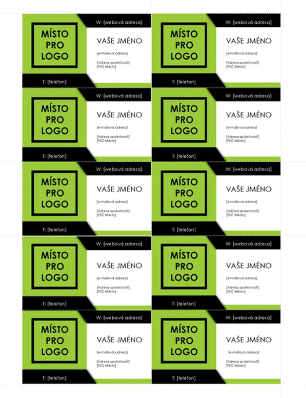 Vizitky s výrazným logem (10 na každé stránce)