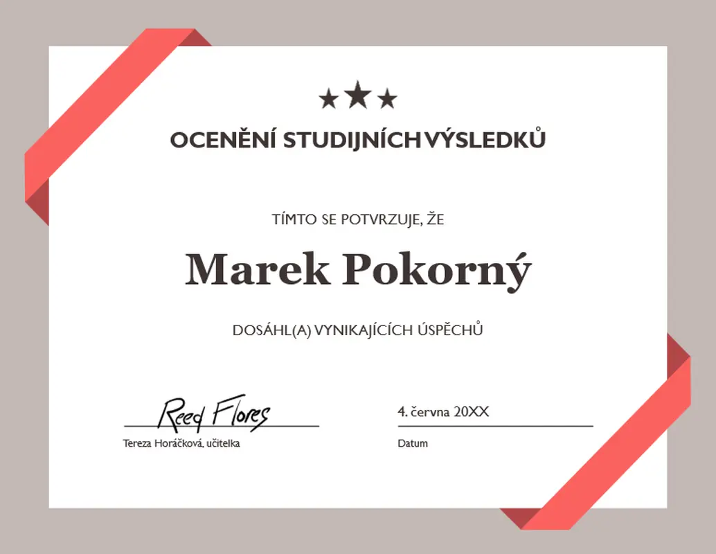 Ocenění studijních výsledků modern simple