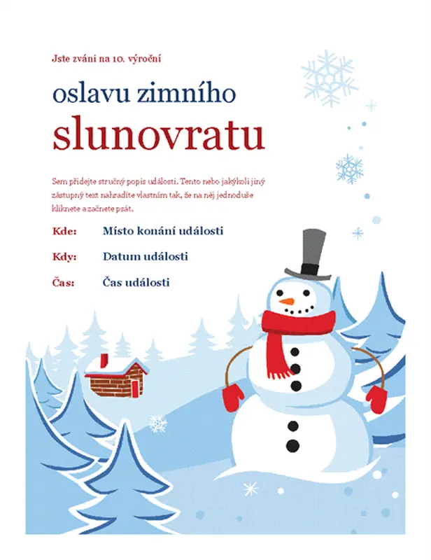 Leták o zimní oslavě
