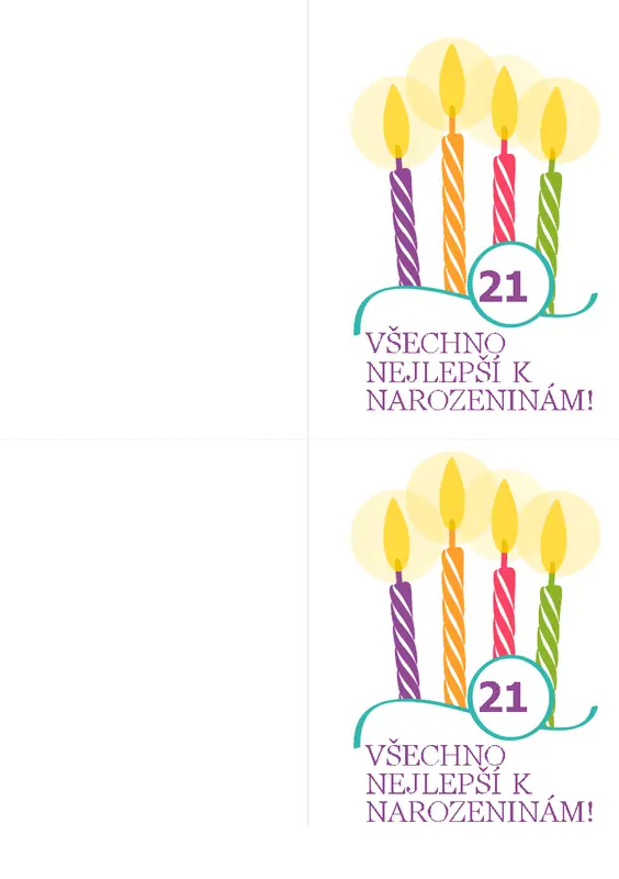 Narozeninová přání k milníkům (2 na stránku, pro Avery 8315) modern-simple