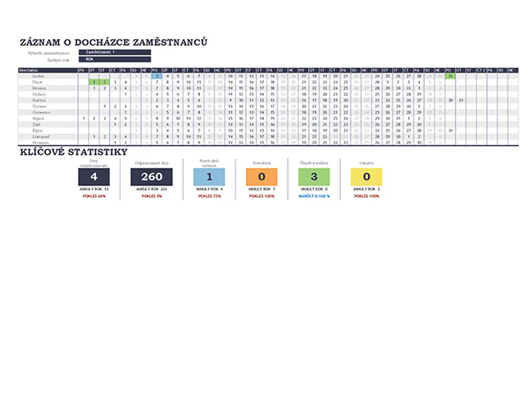 Záznam docházky zaměstnance modern simple