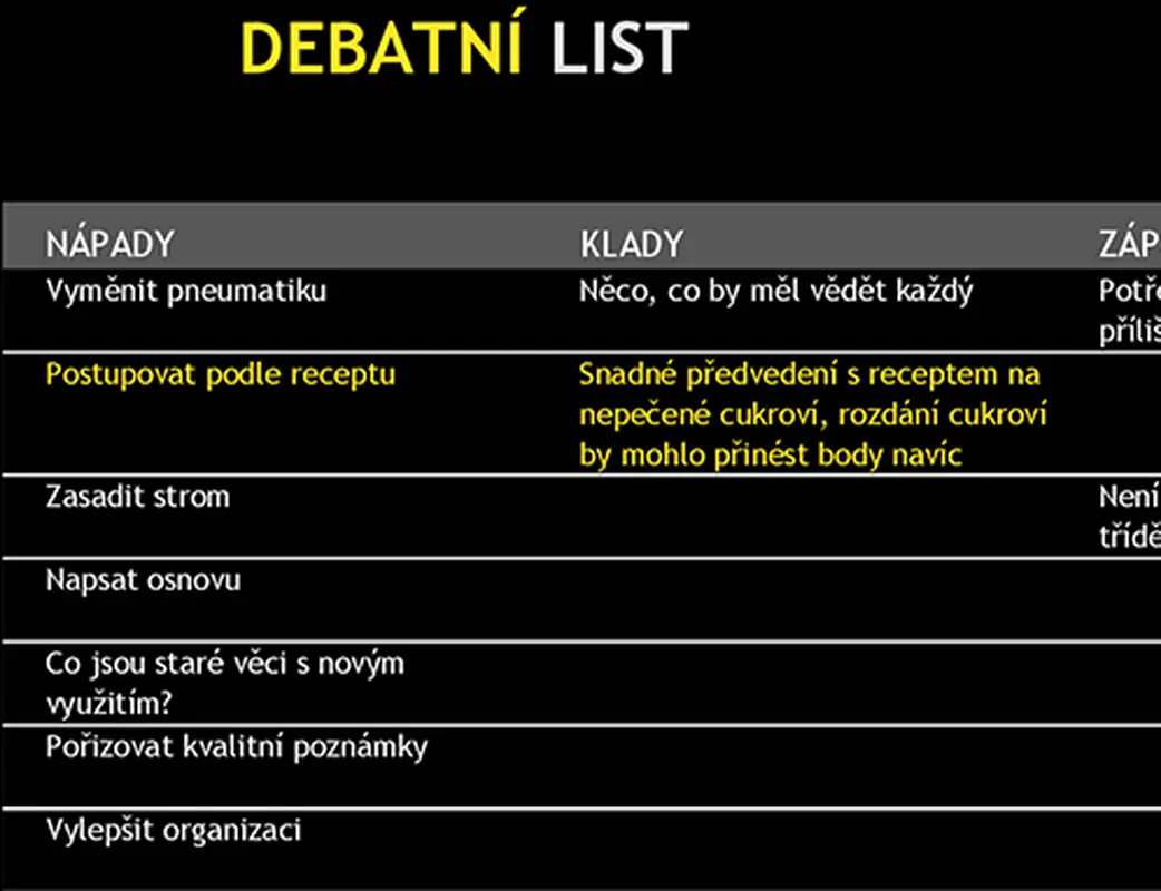 Debatní list modern-simple