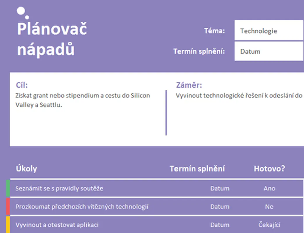 Plánování nápadů (úkolů) modern-simple