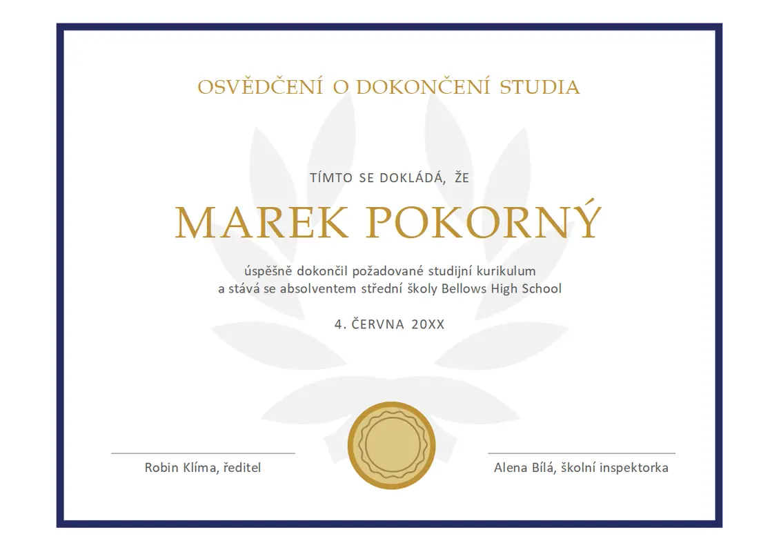 Osvědčení o diplomu modern simple