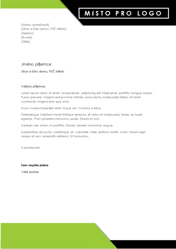 Hlavičkový papír s výrazným logem modern-simple