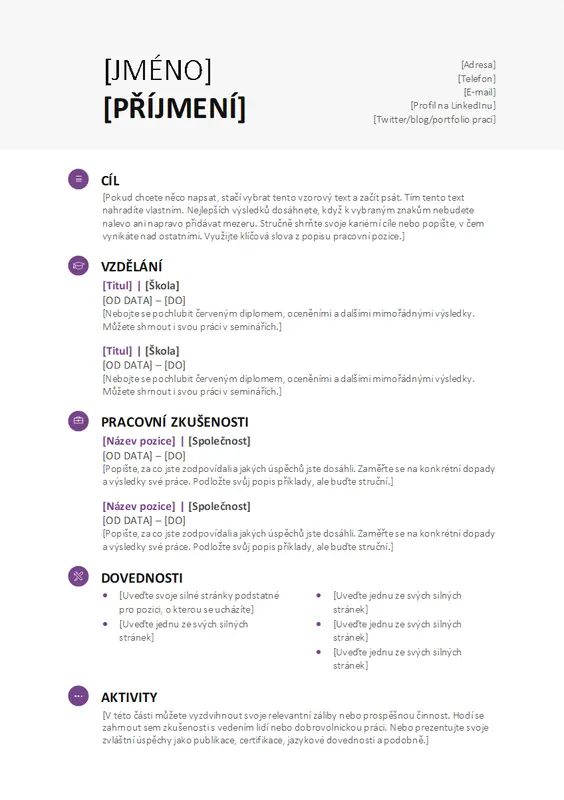 Životopis pro studenty (moderní návrh) modern simple