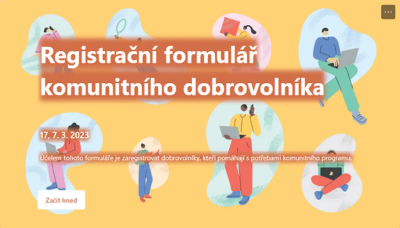 Registrační formulář komunitního dobrovolníka yellow