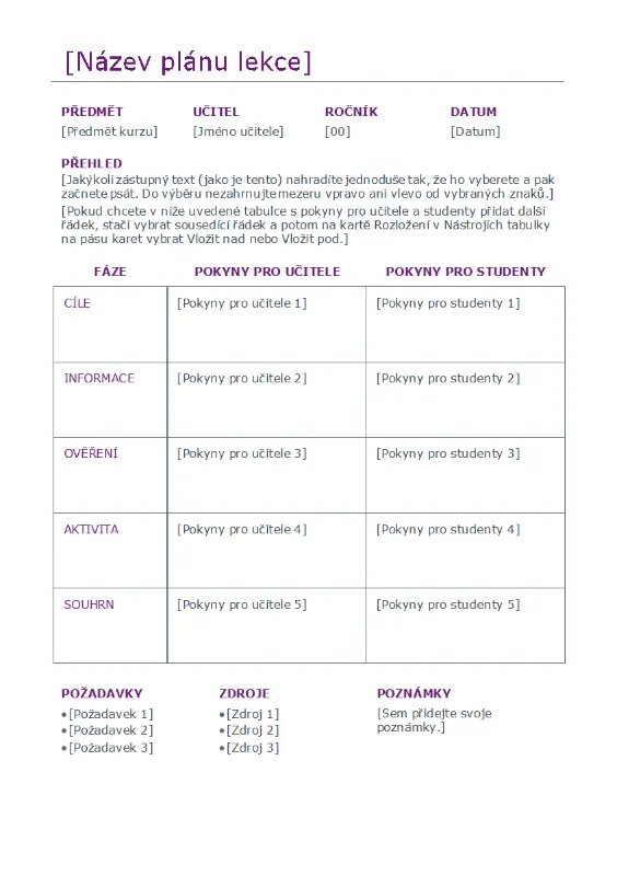Denní plánovač lekcí (barevný) purple modern simple