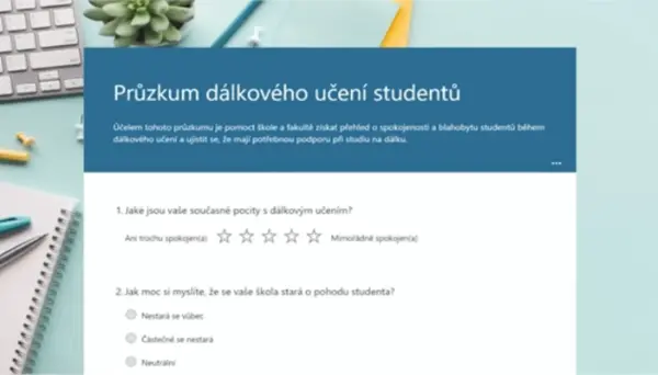 Průzkum dálkového učení studentů blue modern simple