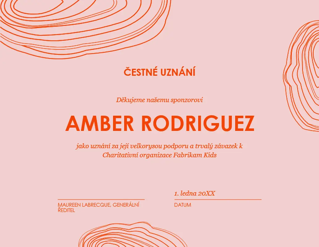 Čestné uznání se spirálovou skicou  organic-simple