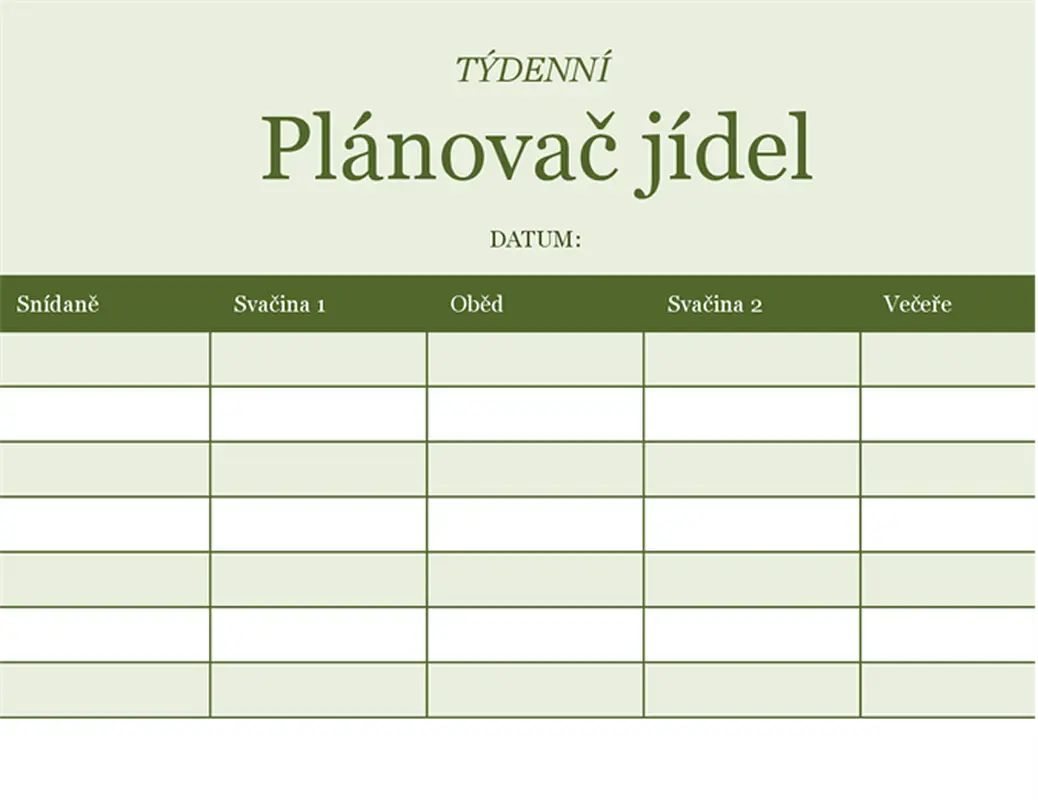 Týdenní plánovač jídel modern-simple