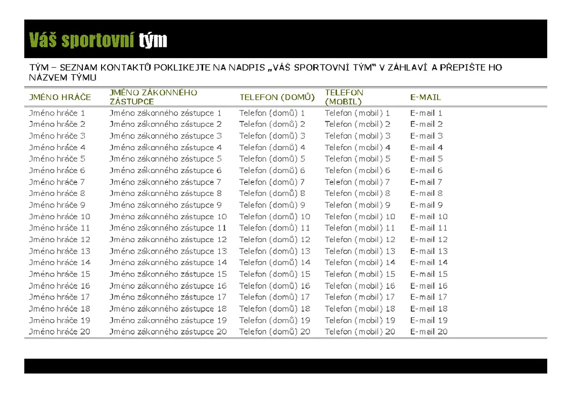 Seznam kontaktů pro sport dětí a mládeže