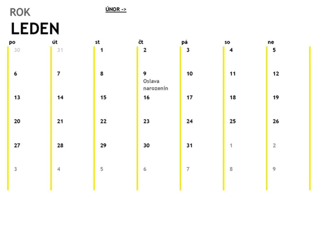 12měsíční kalendář yellow modern-simple