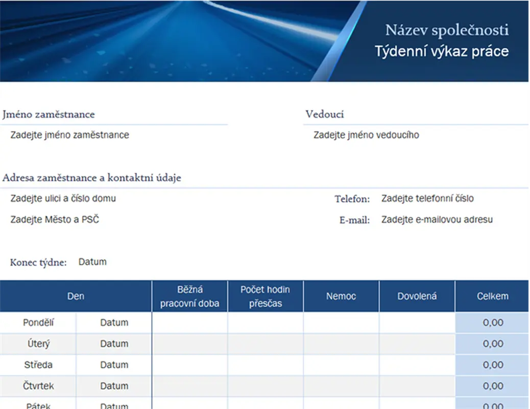 Malá firma s týdenním časovým záznamem modern simple