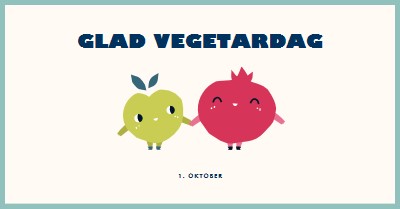 Glad vegetardag white whimsical-line