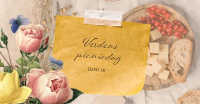 Verdens picnicdag yellow vintage-botanical