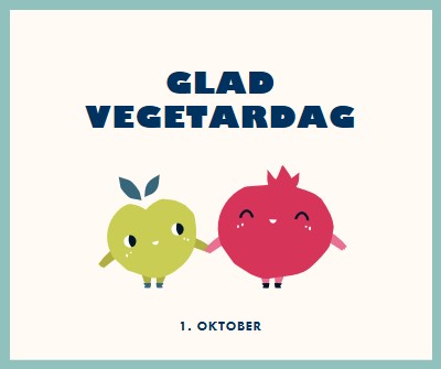 Glad vegetardag white whimsical-line