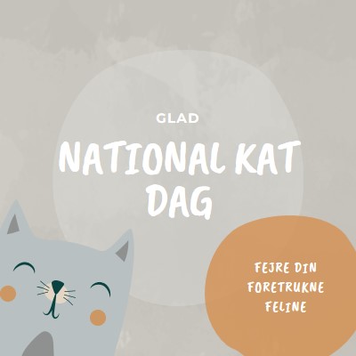 Happy National Cat Day gray organic-simple