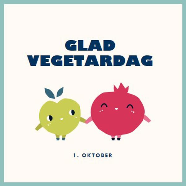 Glad vegetardag white whimsical-line