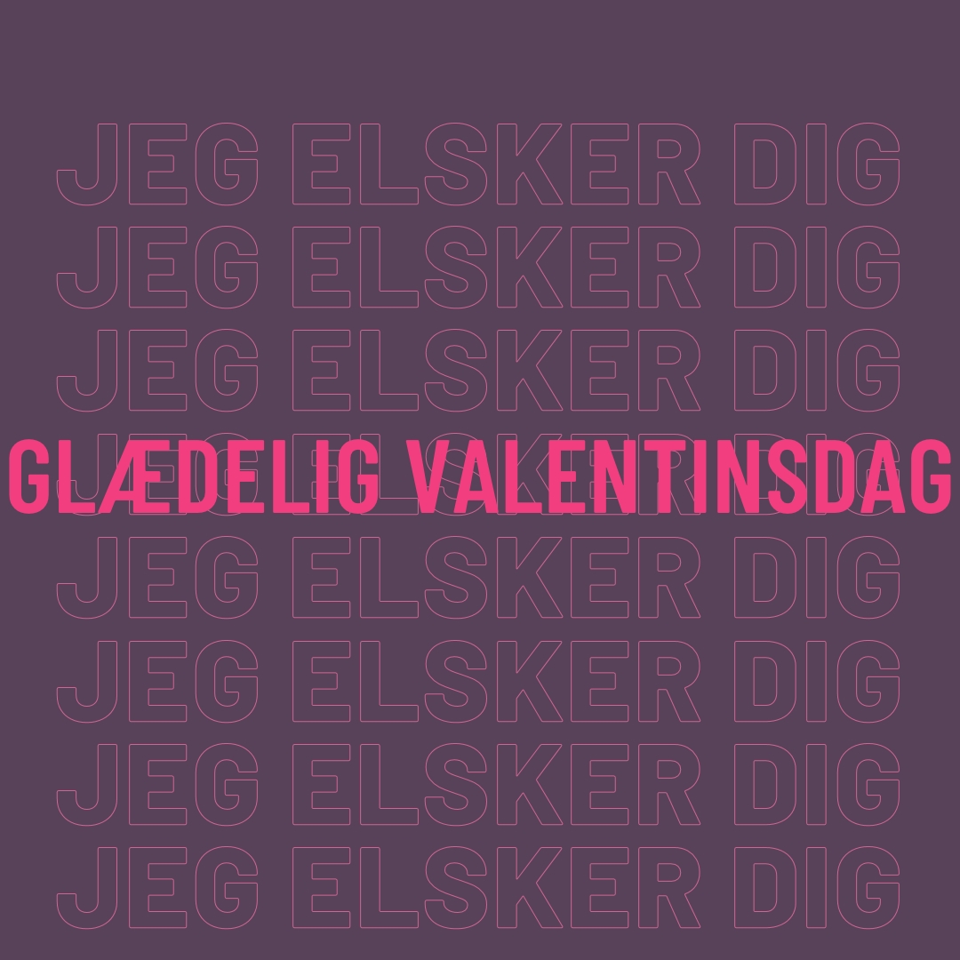Jeg elsker dig, Valentine purple modern-bold