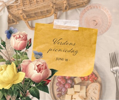 Verdens picnicdag yellow vintage-botanical