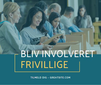 Lad os heppe på frivillige blue modern-simple