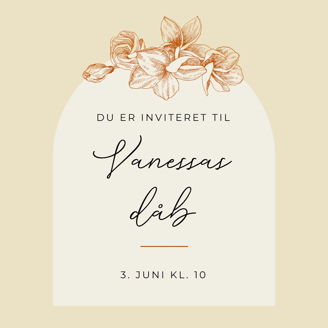 Dåbsinvitation yellow vintage-botanical
