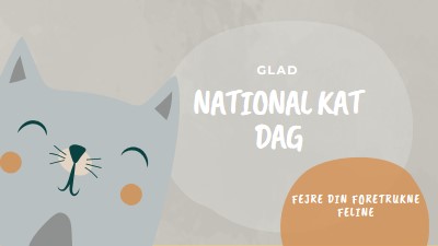 Happy National Cat Day gray organic-simple