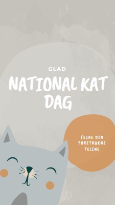 Happy National Cat Day gray organic-simple