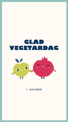 Glad vegetardag white whimsical-line