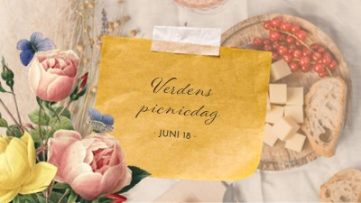 Verdens picnicdag yellow vintage-botanical