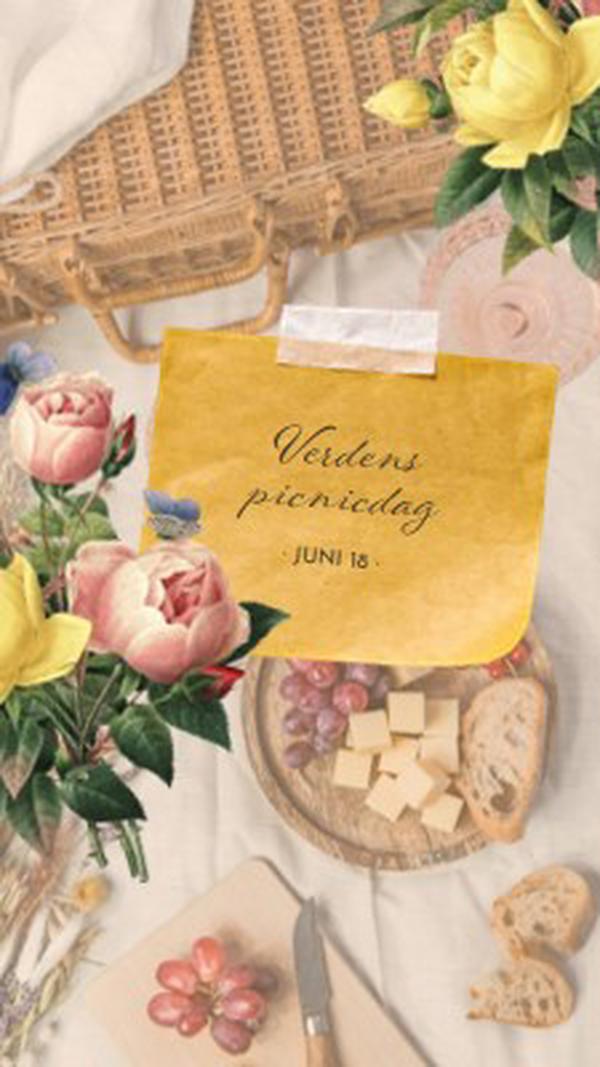 Verdens picnicdag yellow vintage-botanical