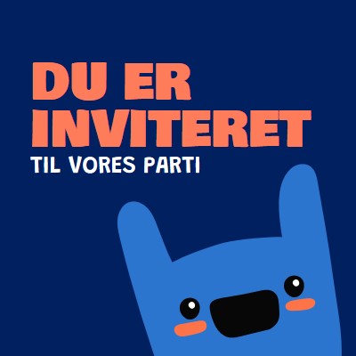 Du er inviteret til vores fest blue whimsical,bold,monster