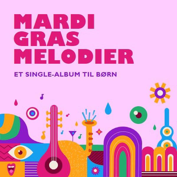 Mardi Gras melodier til børn pink whimsical,fun,illustration,geometric,graphic,bright