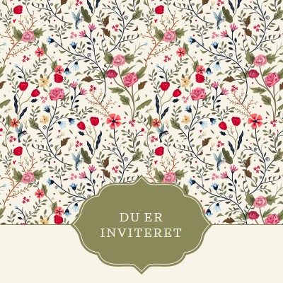 Du er inviteret green antique,elegant,graphic