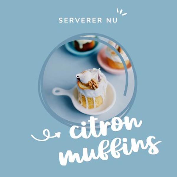Nu serverer citron muffins blue modern,playful,whimsical