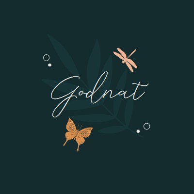 En simpel god aften blue whimsical,bohemian,graphic,simple,motif,handwriting,illustration,