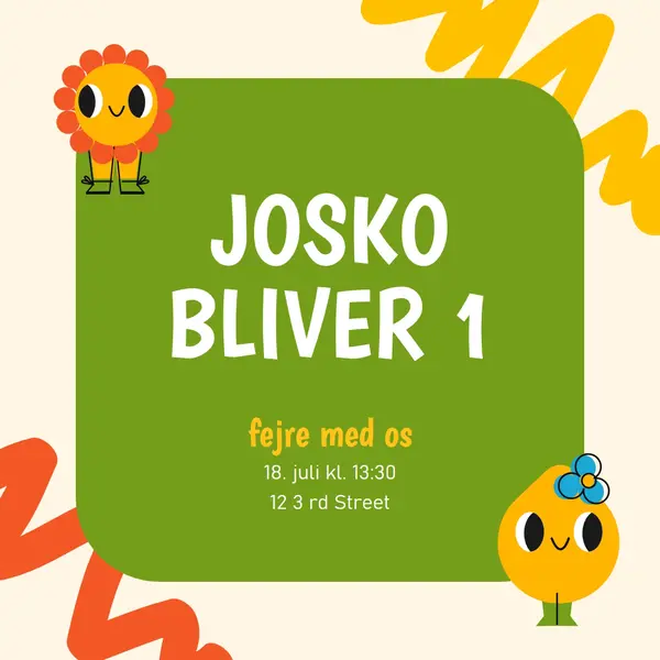 Første fødselsdagsinvitation green whimsical,bold,graphic,bright,emoji,motif,