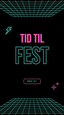 Tid til at feste black bold,neon,outline,grid,sci-fi