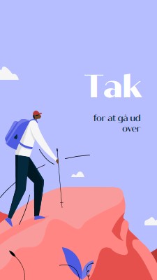 Takkekort til medarbejder blue simple,inspiring,mountain,graphic,illustration,bold