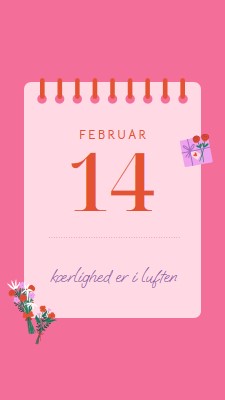 Kærligheden er i luften pink delicate,romantic,calendar,simple,frame,floral