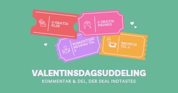 Valentinsdag giveaway green bright,playful,tickets,retro,shape,overlapping