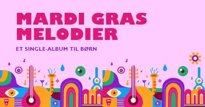 Mardi Gras melodier til børn pink whimsical,fun,illustration,geometric,graphic,bright