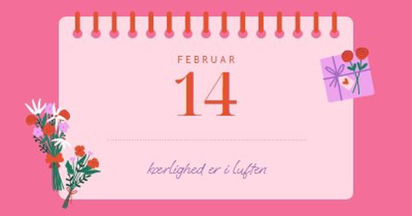 Kærligheden er i luften pink delicate,romantic,calendar,simple,frame,floral