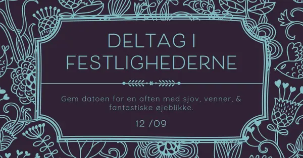 Deltag i festlighederne blue elegant,classic,floral