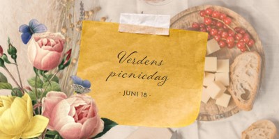 Verdens picnicdag yellow vintage-botanical