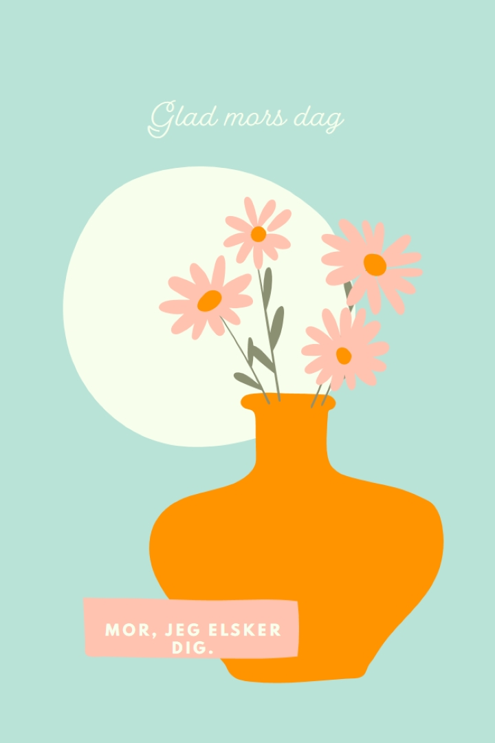 Mor, jeg elsker dig blue whimsical-line